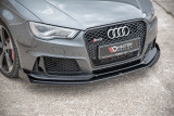 Maxton Design Zesílený spoiler předního nárazníku Racing s křidélky Audi RS3 (8V) Sportback - lesklá černá