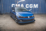 Maxton Design Zesílený spoiler předního nárazníku Racing s křidélky VW Polo Mk6 GTI - černý + lesklá křidélka