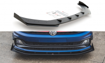 Maxton Design Zesílený spoiler předního nárazníku Racing s křidélky VW Polo Mk6 GTI - černý + lesklá křidélka