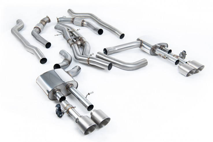 GPF-back Valved Exhaust AUDI S8 D5 4.0 TFSI V8 Milltek Sport - Non resonated / Matt Titanium Trims
