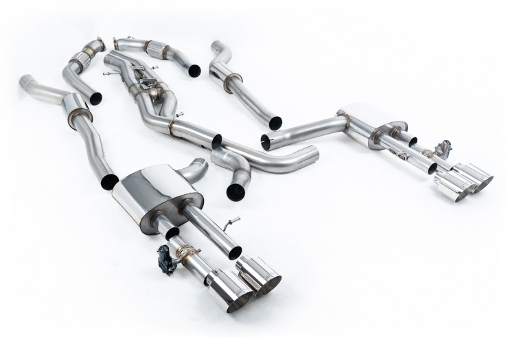 GPF-back Valved Exhaust AUDI S8 D5 4.0 TFSI V8 Milltek Sport - Resonated / Polished Trims