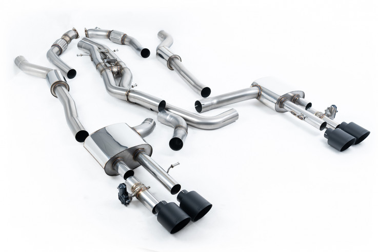 GPF-back Valved Exhaust AUDI S8 D5 4.0 TFSI V8 Milltek Sport - Resonated / Caraoke Black Trims