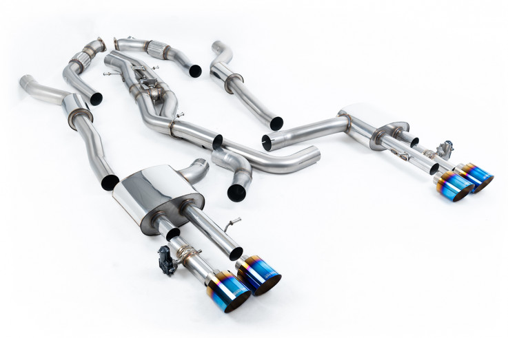 GPF-back Valved Exhaust AUDI S8 D5 4.0 TFSI V8 Milltek Sport - Resonated / Burnt Titanium Trims