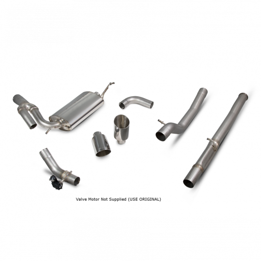 Klapkový Supersport catback výfuk Ford Focus MK3 RS Scorpion Exhaust - S rezonátorem / Leštěné Indy koncovky