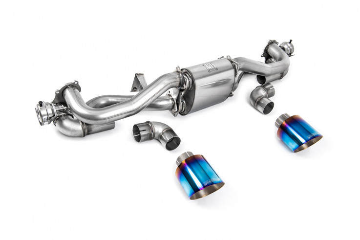 GPF-back exhaust Porsche Boxster Cayman 718 4.0L GT4 GTS Pre 2/2022 Milltek Sport - Burnt titanium tips