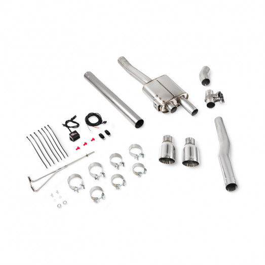 Klapkový Catback výfuk Mini Cooper S F56 vč. JCW Challenge & TunR Scorpion Exhaust - Bez rezonátoru / Leštěné Daytona koncovky