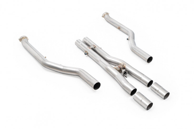 Náhrada (bypass) filtru pevných částic GPF BMW M5 G90 G99 4.4 V8 Turbo Milltek Sport - napojení na OE výfuk