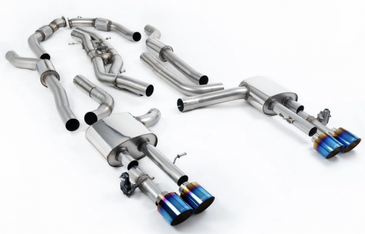Catback (non-OPF/GPF) Audi S8 AUDI S8 D5 Long 4.0 TFSI V8 Milltek Sport - Resonated / Burnt/Blue Titanium Trims