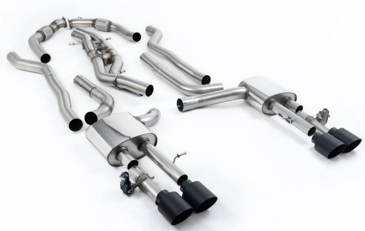 Catback (non-OPF/GPF) Audi S8 AUDI S8 D5 Long 4.0 TFSI V8 Milltek Sport - Resonated / Cerakote Black Trims