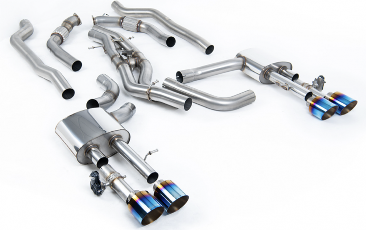 Valve cat-back (non-OPF/GPF) AUDI S8 D5 4.0 TFSI V8 Milltek Sport - Non Resonated / Burnt Titanium Trims