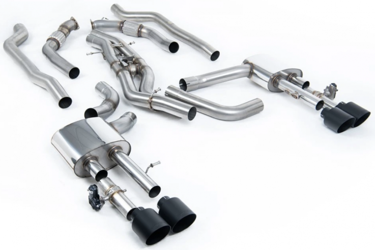 Valve cat-back (non-OPF/GPF) AUDI S8 D5 4.0 TFSI V8 Milltek Sport - Non Resonated / Cerakote Black Trims