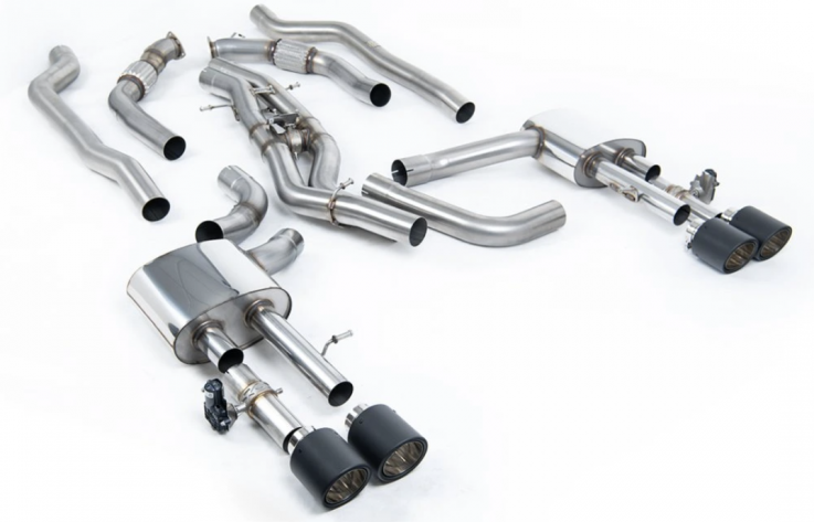 Valve cat-back (non-OPF/GPF) AUDI S8 D5 4.0 TFSI V8 Milltek Sport - Non Resonated / Carbon Trims