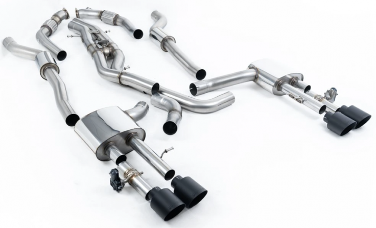 Klapkový catback (non OPF/GPF) výfuk AUDI S8 D5 4.0 TFSI V8 Milltek Sport - Tišší / Černé matné koncovky