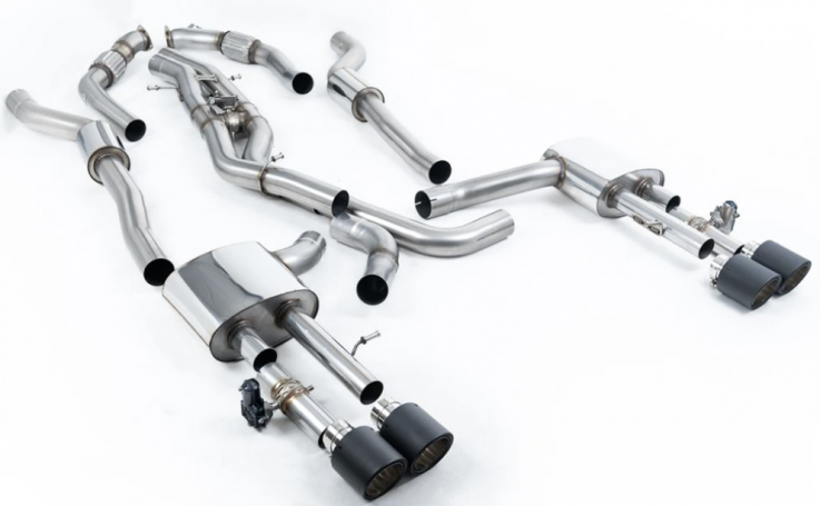 Klapkový catback (non OPF/GPF) výfuk AUDI S8 D5 4.0 TFSI V8 Milltek Sport - Tišší / Karbonové koncovky