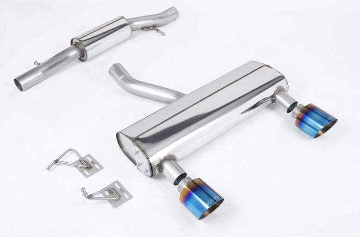 Catback výfuk 70mm Audi TT 8N 3.2 V6 Milltek Sport - Tišší / Pálené/modré titanové kulaté koncovky