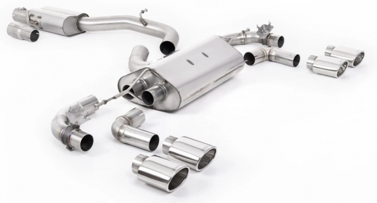 80mm valved catback VW Golf 7.5 R 2.0 TSI (facelift 2017->) Milltek Sport - Quieter / polished ovals tips