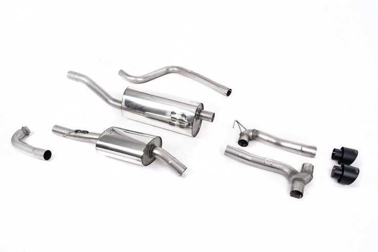 Catback výfuk dual Ford Fiesta mk8 1.0T EcoBoost 100hp / 125hp / 140hp 2017-2019 Milltek Sport - S rezonátorem / Černé koncovky