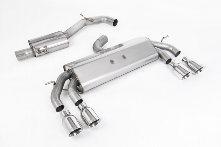 Catback exhaust 76mm non-valved VW Golf R Mk7.5 2.0 TSI Milltek Sport - Resonated / Polished Round Tips