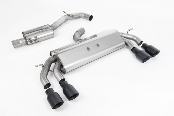 Catback exhaust 76mm non-valved VW Golf R Mk7.5 2.0 TSI Milltek Sport - Resonated / Black Round Tips