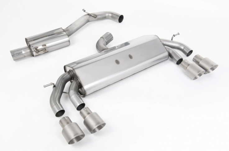 Catback exhaust 76mm  non-valved VW Golf R Mk7.5 2.0 TSI Milltek Sport - Resonated / Titanium Round Tips