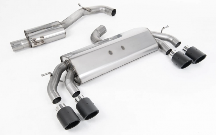 Catback exhaust 76mm  non-valved VW Golf R Mk7.5 2.0 TSI Milltek Sport - Resonated / Carbon Round Tips