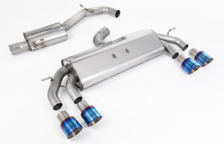 Catback exhaust 76mm  non-valved VW Golf R Mk7.5 2.0 TSI Milltek Sport - Resonated / Burnt Titanium Round Tips