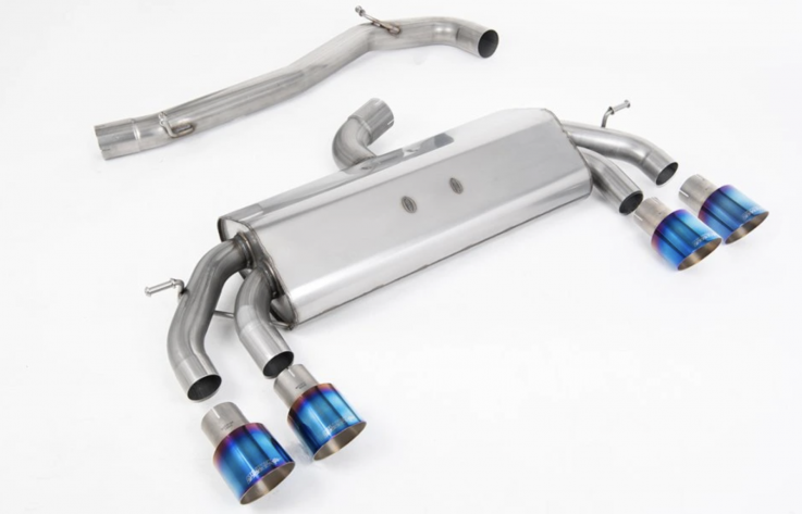 Catback exhaust 76mm  non-valved VW Golf R Mk7.5 2.0 TSI Milltek Sport - Non-resonated (louder) /Burnt Titanium Round Tips