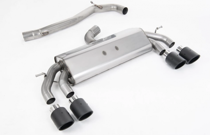 Catback exhaust 76mm  non-valved VW Golf R Mk7.5 2.0 TSI Milltek Sport - Non-resonated (louder) / Carbon Round Tips