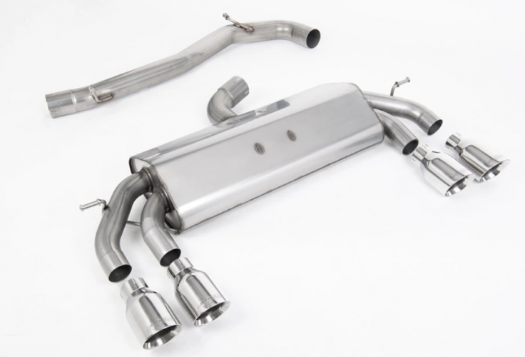 Catback exhaust 76mm  non-valved VW Golf R Mk7.5 2.0 TSI Milltek Sport - Non-resonated (louder) / Polished Round Tips