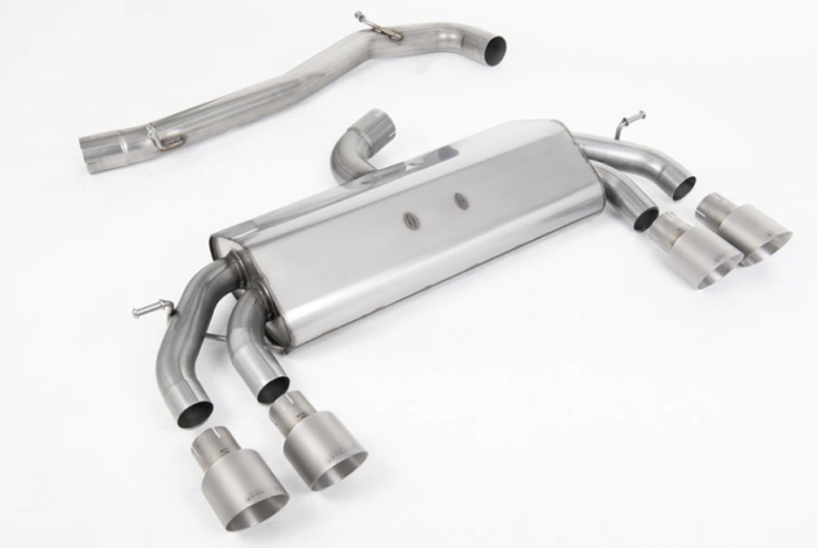Catback exhaust 76mm  non-valved VW Golf R Mk7.5 2.0 TSI Milltek Sport - Non-resonated (louder) / Titanium Round Tips