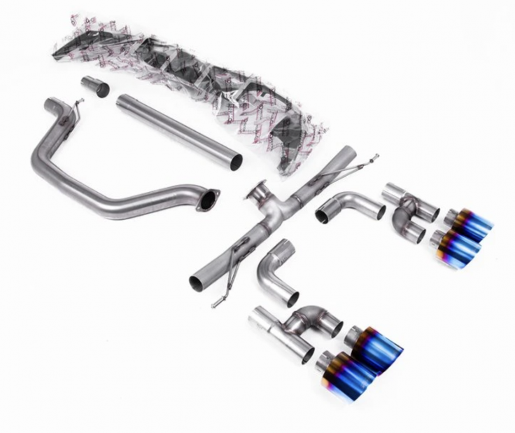 OPF-back 80mm výfuk Golf R Style Volkswagen Golf GTI Mk8 2.0 TSI Milltek Sport - Hlasitější / Pálené/modré titanové koncovky