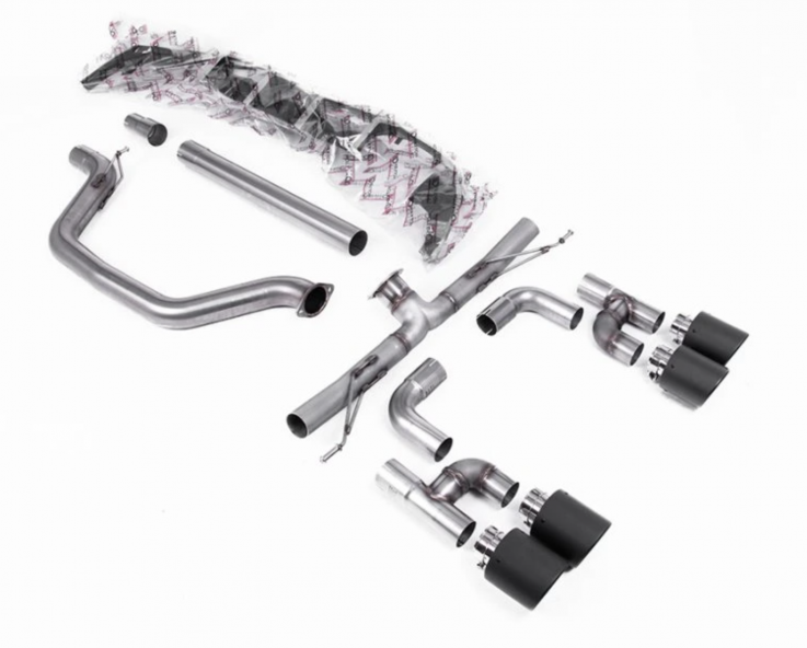 OPF-back 80mm výfuk Golf R Style Volkswagen Golf GTI Mk8 2.0 TSI Milltek Sport - Hlasitější verze / Karbonové koncovky