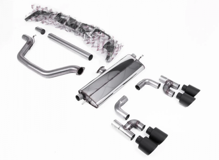 OPF-back 80mm exhaust Golf R style Volkswagen Golf GTI Mk8 2.0 TSI Milltek Sport - Road+ / Cerakote Black tips