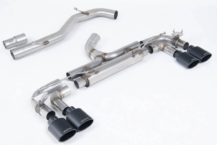 Valved Catback Race Exhaust 80mm VW Golf 7 R 2,0 TSI Milltek Sport - Non resonated / Cerakote Black Ovals Tips