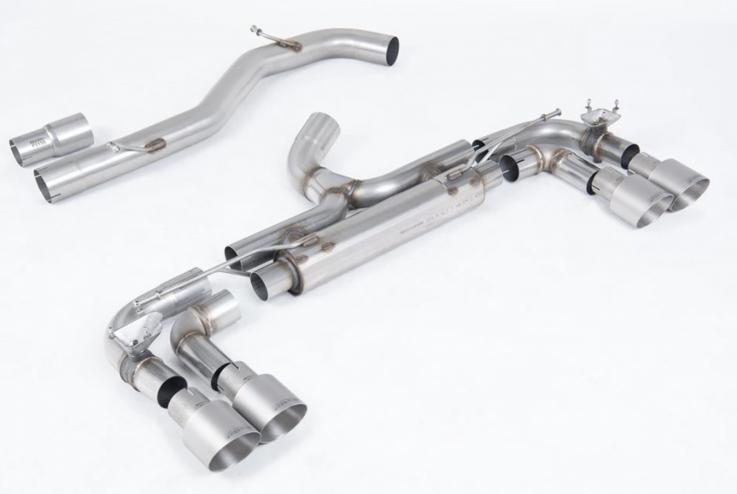 Valved Catback Race Exhaust 80mm VW Golf 7 R 2,0 TSI Milltek Sport - Non resonated / Brushed Titanium Trims
