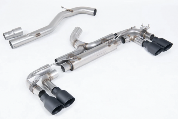Valved Catback Race Exhaust 80mm VW Golf 7 R 2,0 TSI Milltek Sport - Non resonated /Cerakote Black round tips