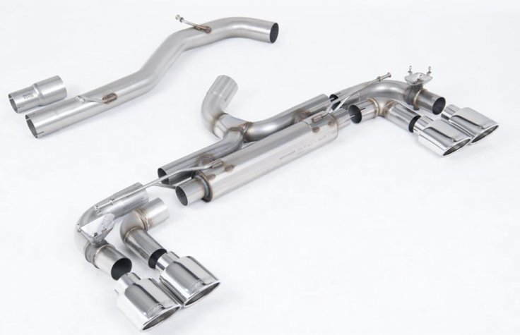 Valved Catback Race Exhaust 80mm VW Golf 7 R 2,0 TSI Milltek Sport - Non resonated / polished ovals tips