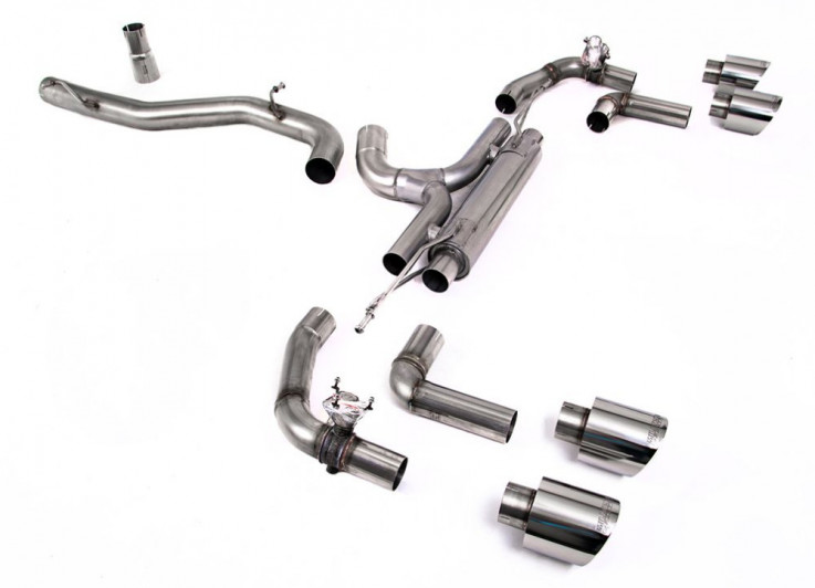 Catback výfuk 80mm VW Golf R Mk8 2.0 TSI OPF/GPF Milltek Sport - Hlasitější / leštěné kulaté koncovky