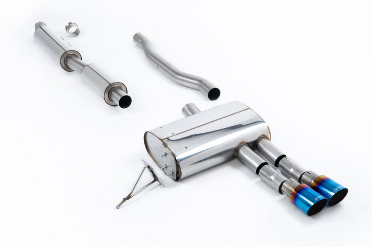 Catback exhaust (F55) Mini Cooper S 2.0 Turbo Milltek Sport - Resonated / Burnt/Blue Titanium Tips