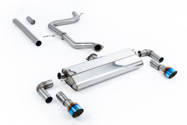 Catback výfuk VW Golf 7 (facelift 2017->) 1.5 TSI EVO Milltek Sport - Hlasitější / Pálené/modré titanové koncovky GTI style