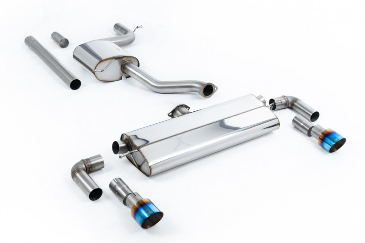 Catback výfuk VW Golf 7 (facelift 2017->) 1.5 TSI EVO Milltek Sport - Hlasitější / Pálené/modré titanové koncovky GTI style