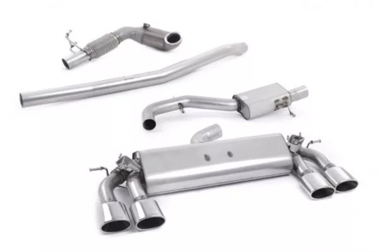 Turbo-back výfuk s Hi-Flow sport katalyzátorem VW Golf 7 R 2.0 TSI Milltek Sport - Tišší(EC schválení) / Leštěné oválné koncovky