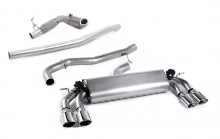 Turbo-back výfuk s Hi-Flow sport katalyzátorem VW Golf 7R 2.0 TSI Milltek Sport - Hlasitější(EC schválení) / Leštěné oválné koncovky