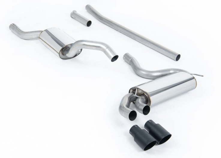 Downpipe-back výfuk Audi UR quattro 10v Turbo Milltek Sport - Tišší / Černé koncovky