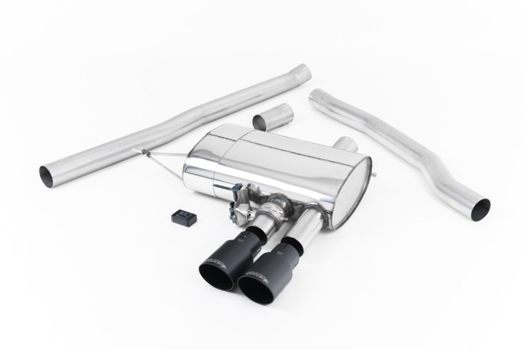 Catback výfuk Mini Cooper S (F56) 2.0 Turbo Milltek Sport – Hlasitější / Černé koncovky / s klapkami (ovládání dálkovým ovladačem)