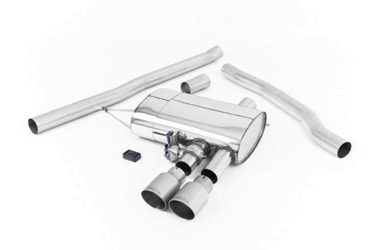 Catback výfuk Mini Cooper S (F56) 2.0 Turbo Milltek Sport – Hlasitější / Titanové koncovky / s klapkami (ovládání dálkovým ovladačem)