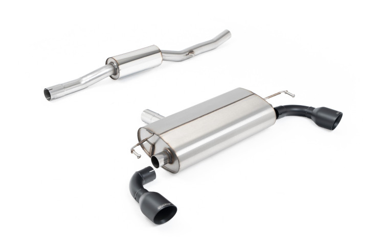 Milltek sport Cat-Back výfuk pro Volkswagen Golf IV R32 3.2 VR6 – V2 Resonated (tišší) s Cerakote černými koncovkami (100 mm)