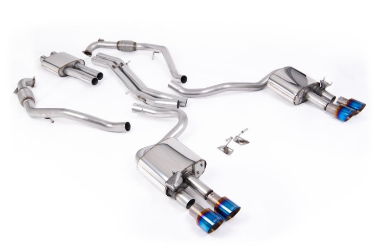 Cat-back Exhaust AUDI S5 Sportback B9 3.0 TFSI V6 (Sport Diff) Milltek Sport – resonated / Burnt/blue titanium tips