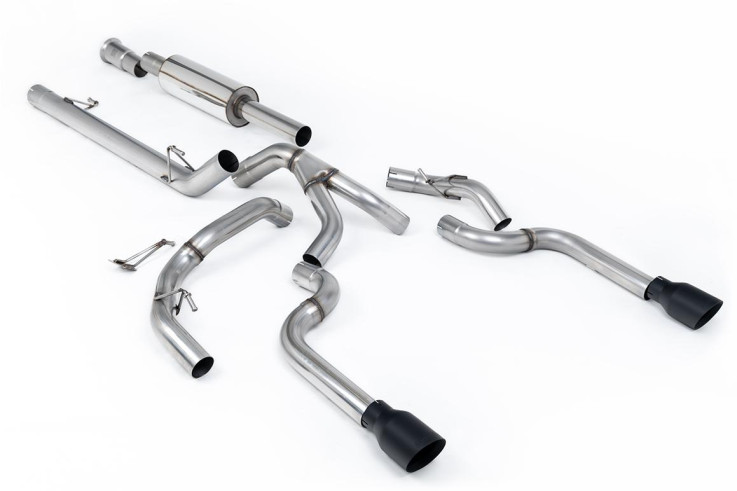 Catback výfuk Ford F-150 SuperCrew 5.0 V8 2021+ Milltek Sport - s rezonátorem, černé koncovky