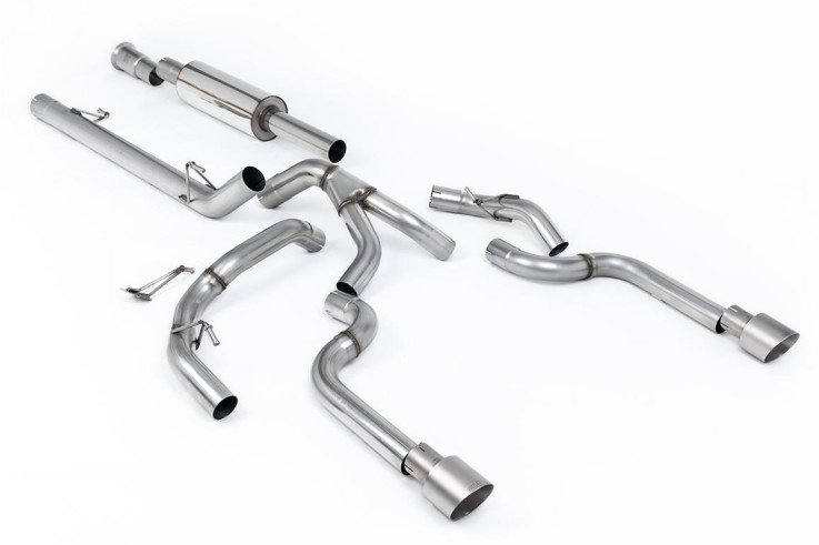 Catback výfuk Ford F-150 SuperCrew 5.0 V8 2021+ Milltek Sport - s rezonátorem - Broušené titanové koncovky